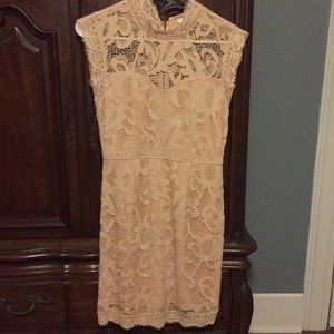 Blush colored lace dress